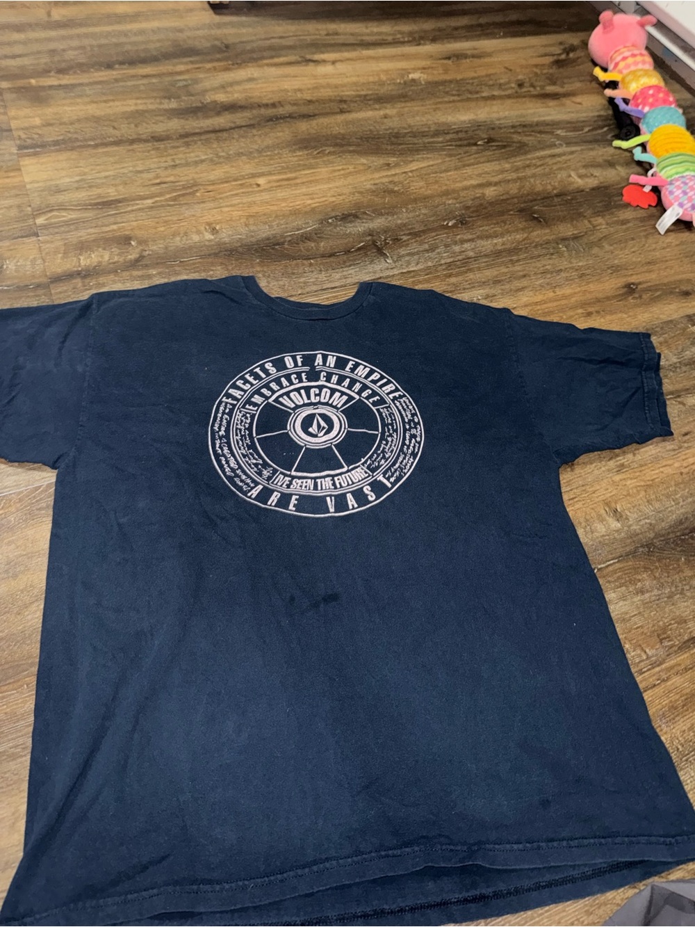 Volcom Navy Blue Short-Sleeve Tee with Center Chest Graphic